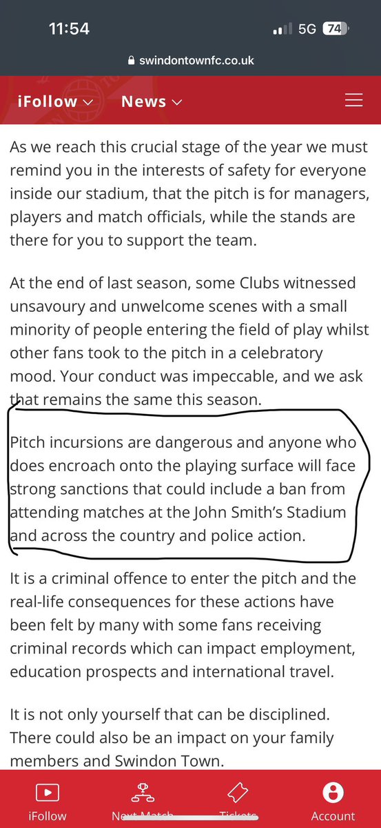 I tell you what. Swindon have done some outlandish things this season, but banning fans from attending Huddersfield Town games if they run on the pitch at the County Ground is up there. #stfc