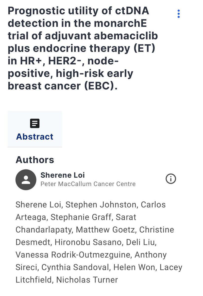 Also, at #ASCO24 the long awaited #postmonarch trial (to extend or not to extend—that is the question) and more detail on how we may incorporate ctDNA into personalized care @KalinskyKevin @LoiSher