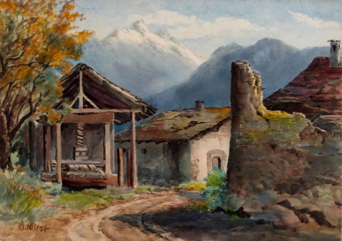 Mountain farm, 1912, by Adolph Hitler, Austrian artist 🇦🇹