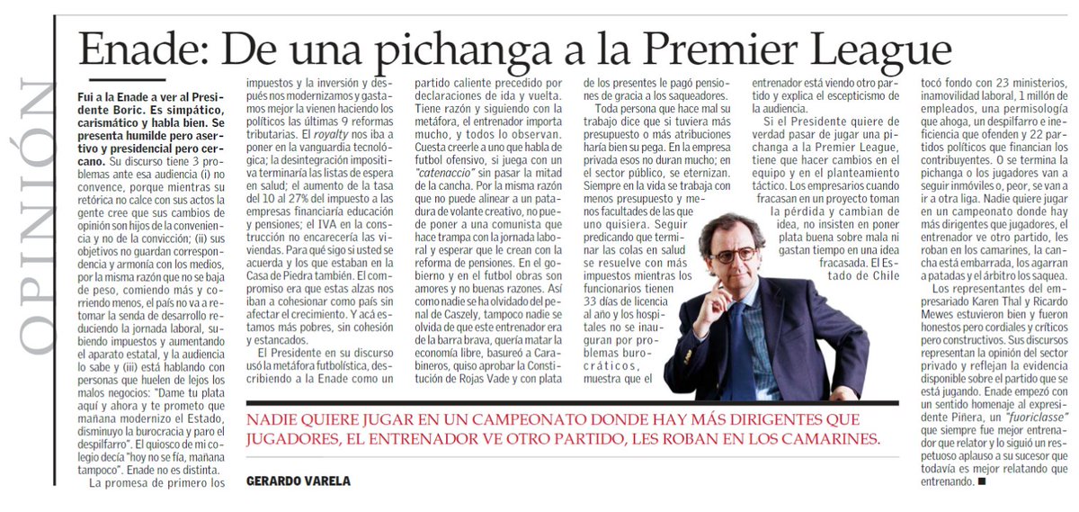 [OPINIÓN] 📰 Lee la columna «Enade: De una pichanga a la Premier League», por @GerardoVarela_A, vicepresidente del Directorio FPP, publicada en El Mercurio. Disponible en fppchile.org/enade-de-una-p…