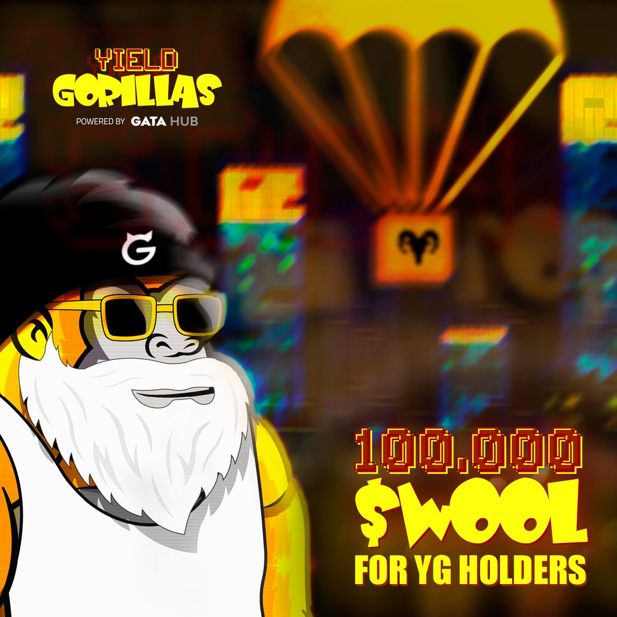 Airdrop for #YieldGorillas: 100,000 $WOOL to YG holders on @TeritoriNetwork 🪙🦧 Date to be unveiled by @ram_exchange, details on $WOOL token + more: twitter.com/ram_exchange/s… 🔖 Get YGs for monthly epoch rewards, #YieldRaffle, buy & burn + more: app.teritori.com/collection/tor… ❤️‍🔥🦧