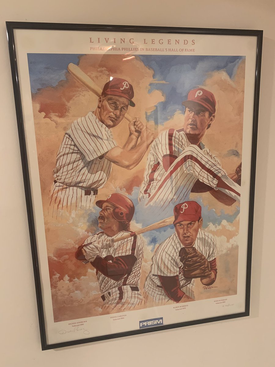 @dhdrewry @1Cash28 @CardPurchaser @Cardinals1942 Phillies Hall of Famers poster, signed and numbered by Diamond Kings artist Dick Perez.  I’ve had this for over 30 years.  #CornerOfYourCollection