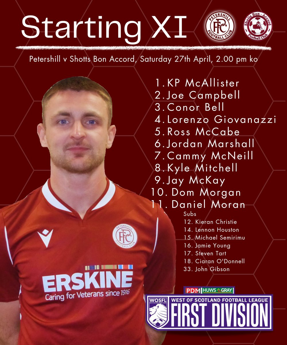 Today's Petershill team to take on @ShottsBonAccord