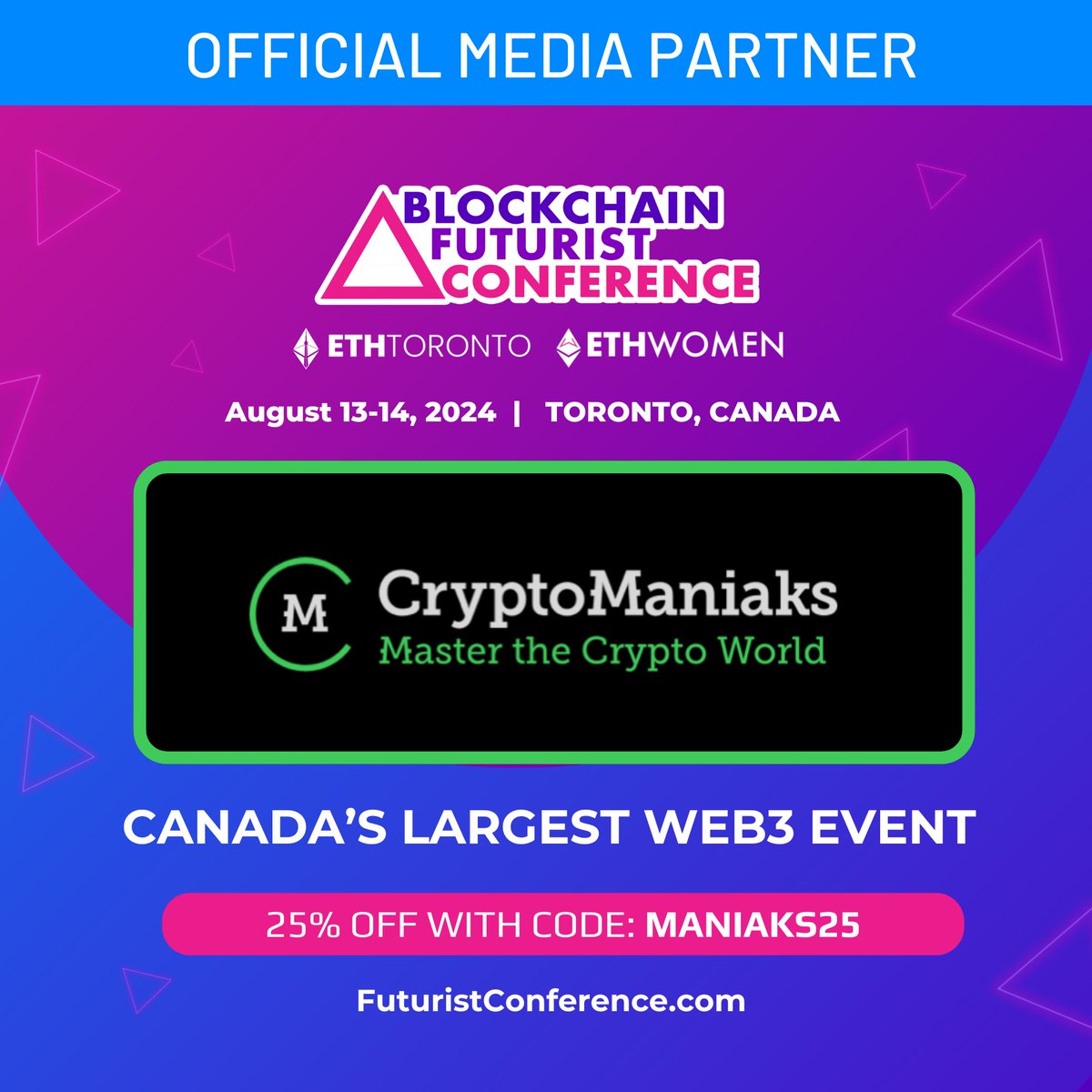 Can't wait for the Blockchain Futurist Conference during Canada Crypto Week in August! 🥳🎉

#ETHWomen #ETHToronto @untraceableinc