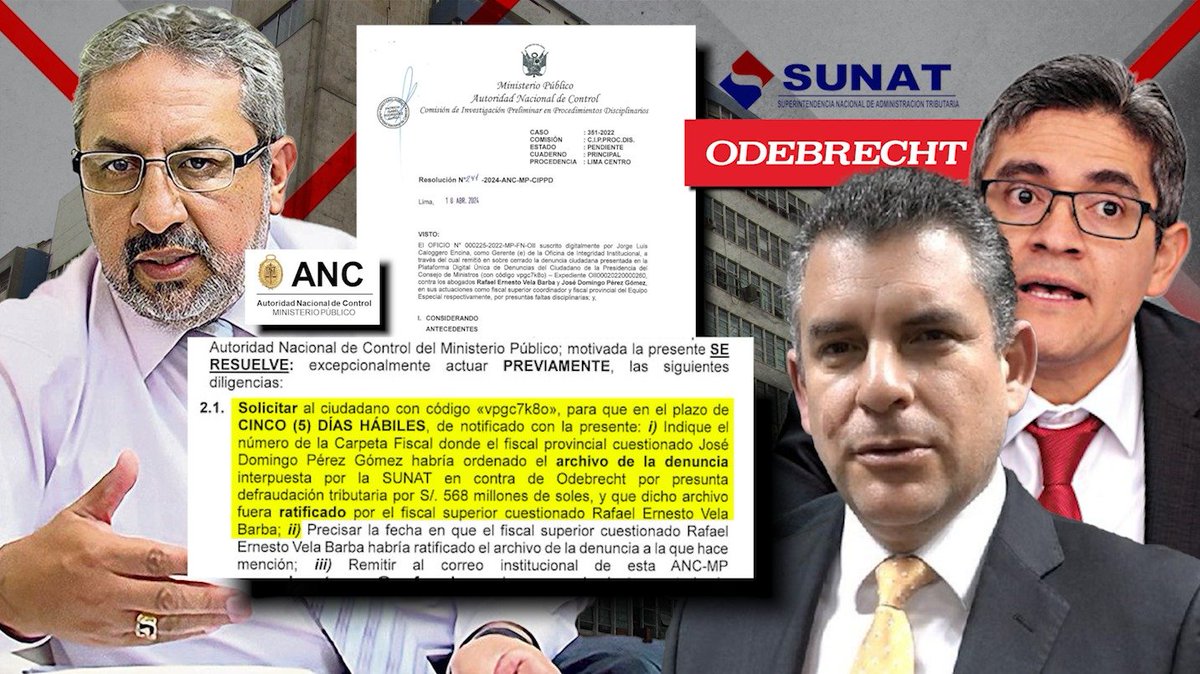 CharitoABC's tweet image. #URGENTE 📢La ANC de la fiscalía ha aceptado la denuncia ciudadana contra Rafael Vela y José Domingo Pérez por haber ARCHIVADO la denuncia de la SUNAT contra Odebrecht por DEFRAUDACIÓN TRIBUTARIA por un monto de S/568 millones,de comprobarse Perez y Vela deben ir presos