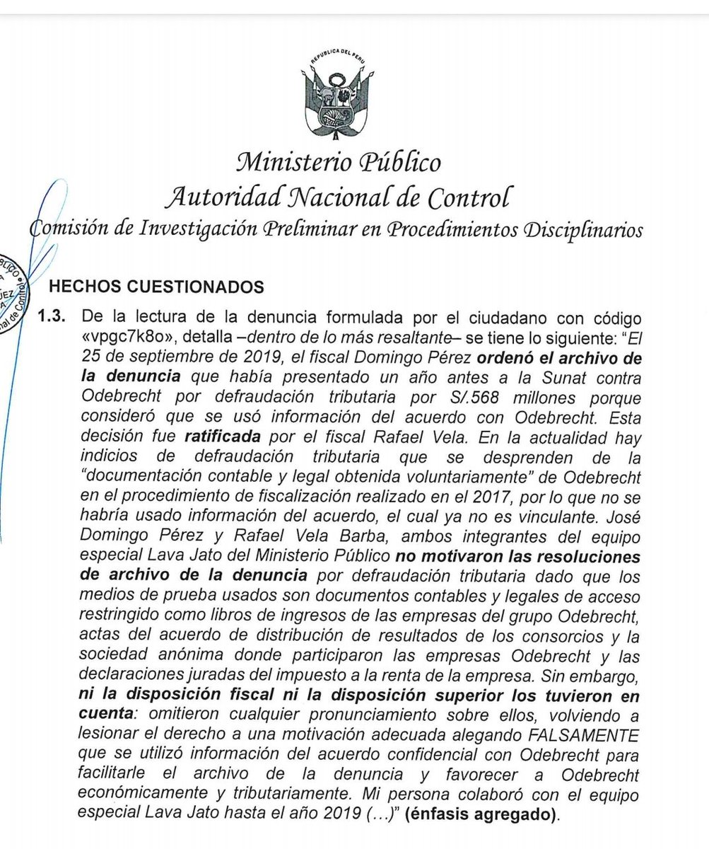 CharitoABC's tweet image. #URGENTE 📢La ANC de la fiscalía ha aceptado la denuncia ciudadana contra Rafael Vela y José Domingo Pérez por haber ARCHIVADO la denuncia de la SUNAT contra Odebrecht por DEFRAUDACIÓN TRIBUTARIA por un monto de S/568 millones,de comprobarse Perez y Vela deben ir presos