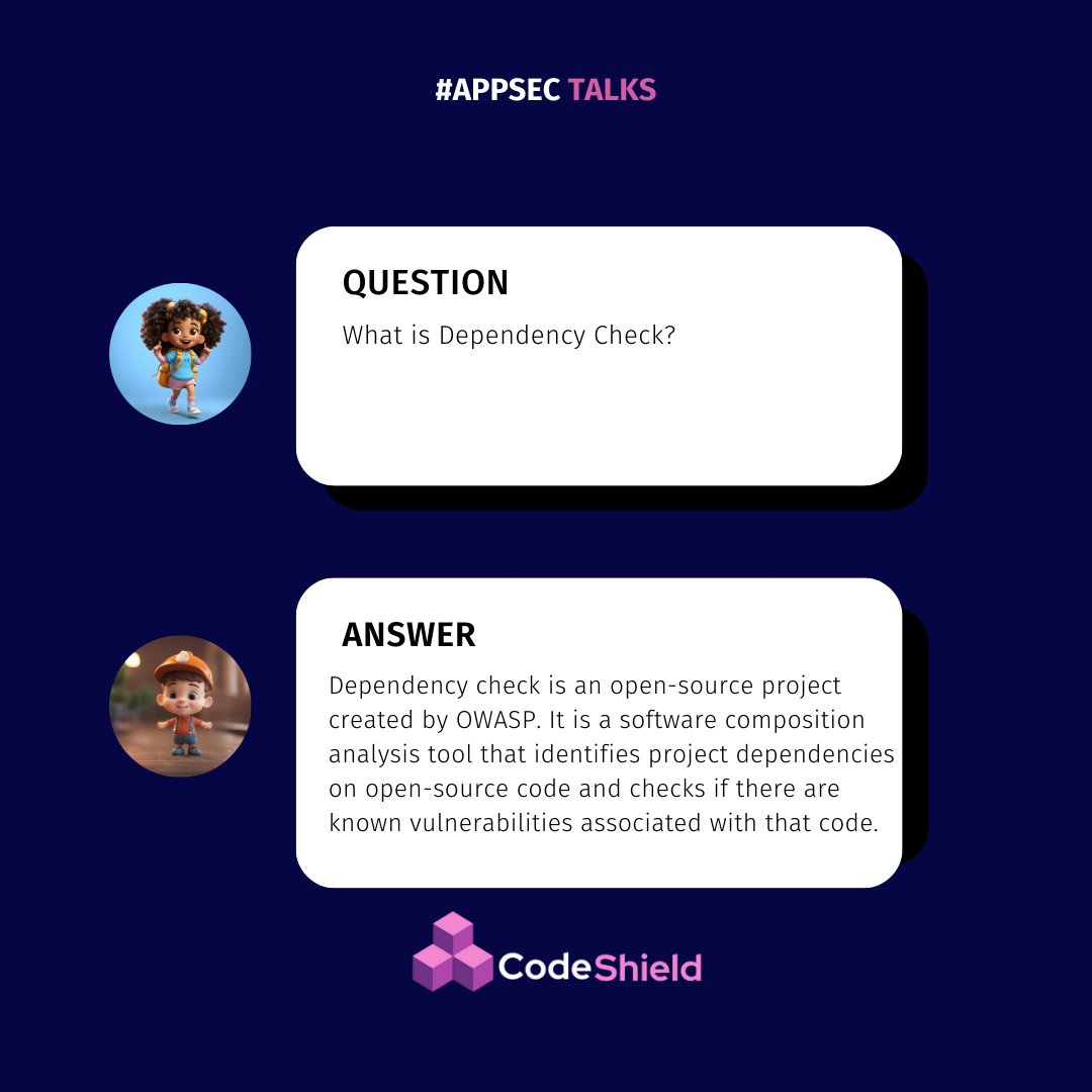codeshield_'s tweet image. Today&apos;s Question on AppSec Talks 💡.

What is Dependency Check?

#AppsecTalks #codeshield #applicationsecurity #SAST #codereview #automation #devops #devsecops #cybersecurity #securesoftware #securecoding #SSDLC #kubernetes #OWASP #DependencyCheck