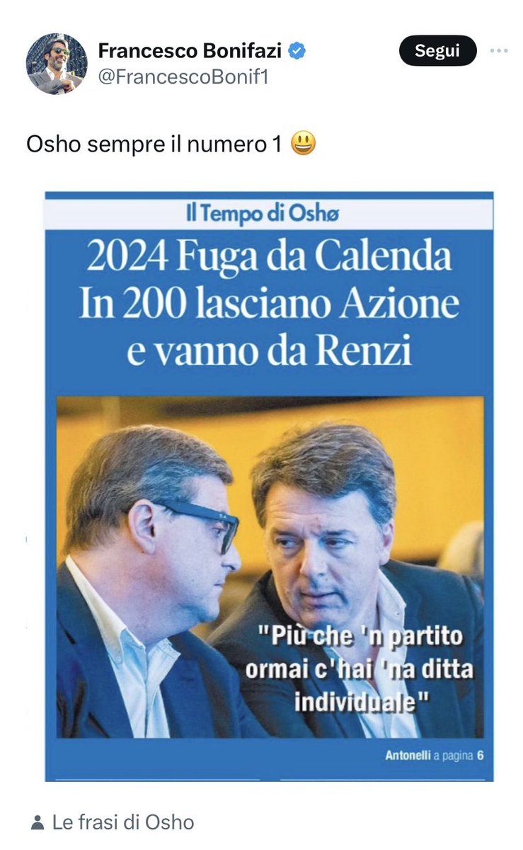 I fan di #Osho: meloniani e renziani Sono soddisfazioni 🙄 #Calenda #Renzi