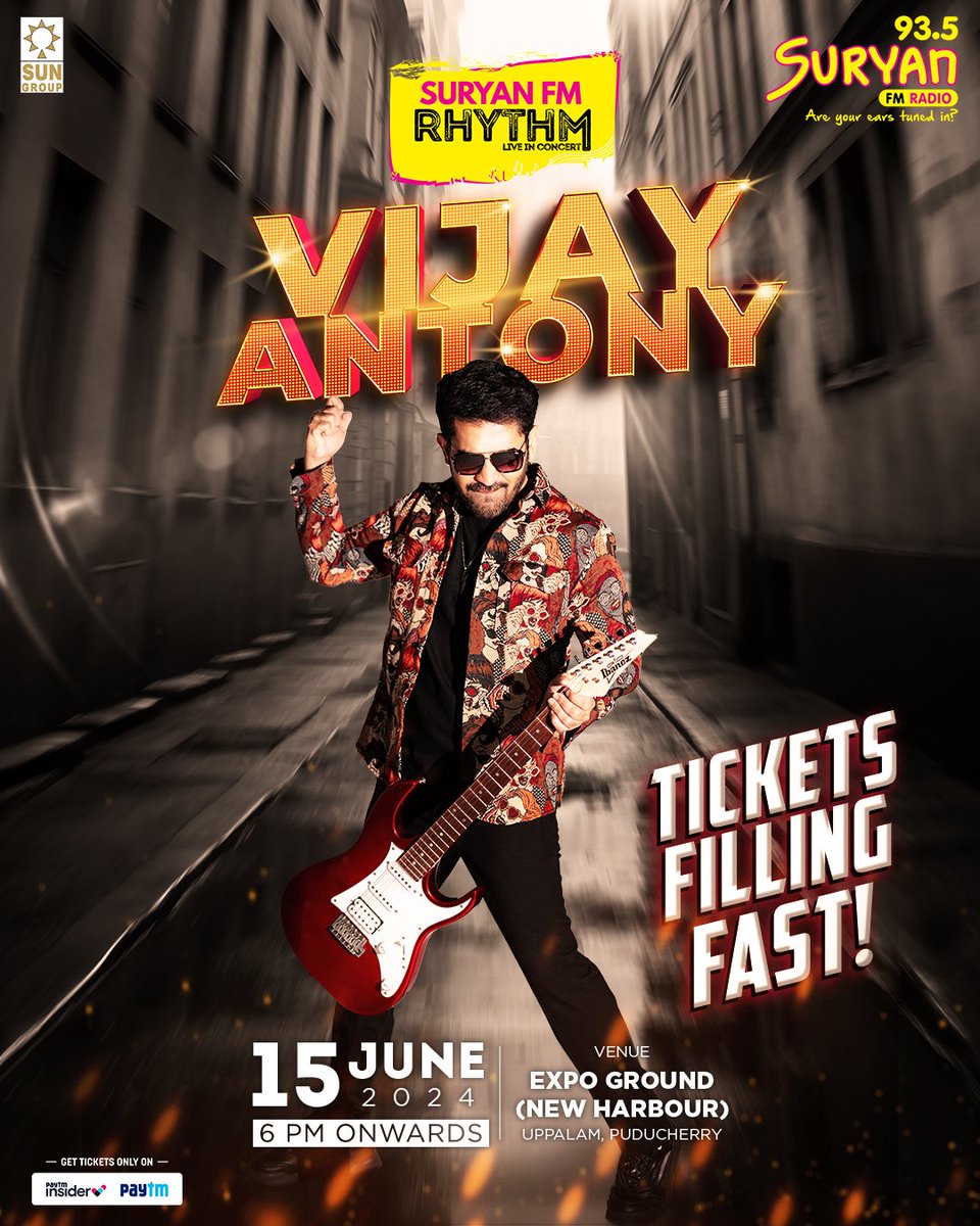 GET READY PUDUCHERRY 🎶 Tickets Filling Fast! Book yours: insider.in/suryan-fm-rhyt… #VijayAntony #VijayAntonyConcert #SuryanFM