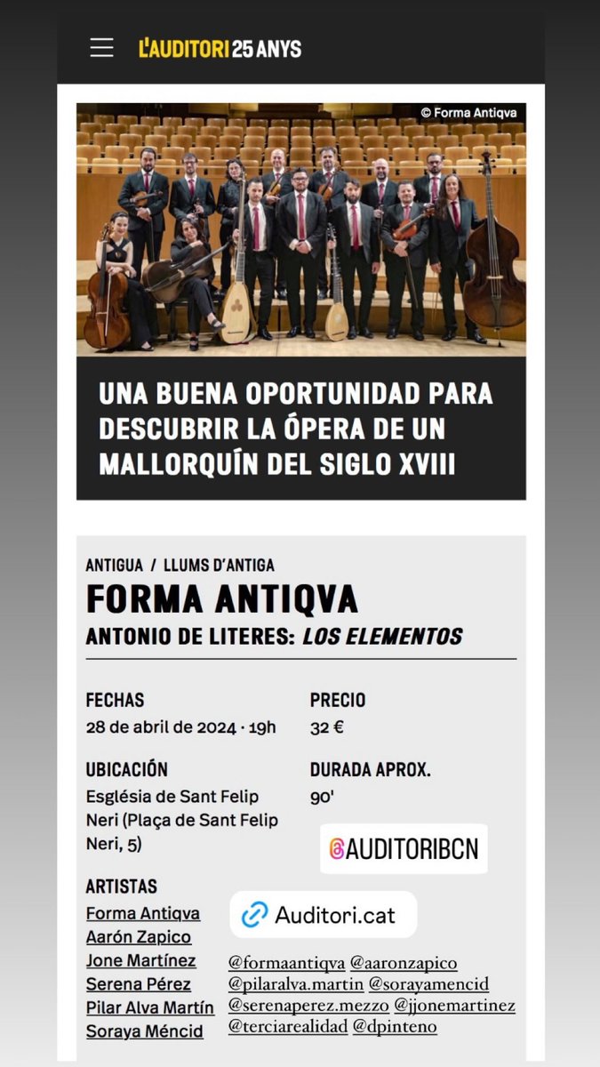 🎶 Seguimos con la Gira de “Los Elementos” con Forma Antiqva tras Valencia el 17 de Abril. ¡Próximas paradas: Barcelona el 28 de Abril y Salamanca el 29 de Abril! <a href="/auditoribcn/">L'Auditori</a> <a href="/usal/">Universidad de Salamanca</a> <a href="/formaantiqva/">Forma Antiqva</a>