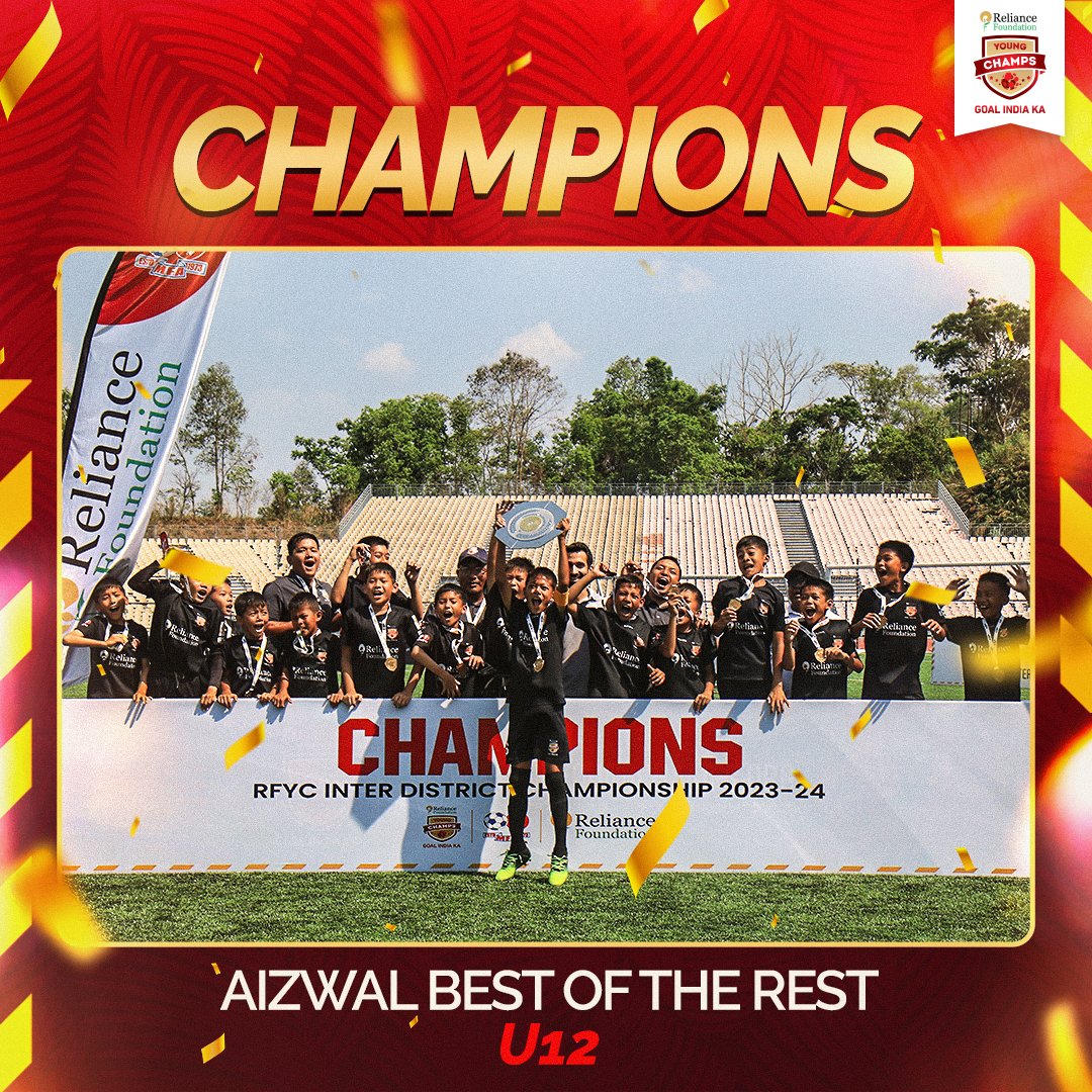 Congrats to Aizawl Best of the Rest U12 team 🏆🏆

A dominant performance throughout the RFYC Inter District Championship 🙌🏻

#RFYC | #WeCare | #YoungChamps | #YouthFootball |