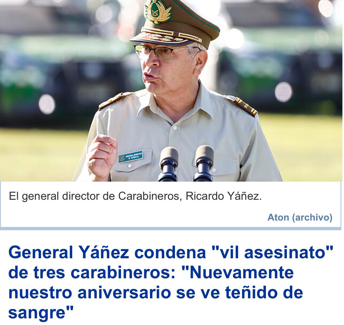 Hoy nos embarga el dolor y la indignación ante el cruel asesinato de tres carabineros en Antiquina, Cañete. Este acto de cobardía es inaceptable y nos recuerda la urgencia de actuar contra la violencia y proteger a quienes nos protegen. Chile exige justicia y responsabilidad…