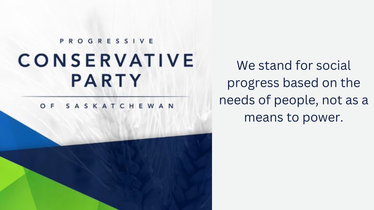 Do you believe social progress should be based on the needs of people, not as a means to power? If so, you may be a Progressive Conservative. See our full list of Principles here: pcsask.ca #skpoli #Sask