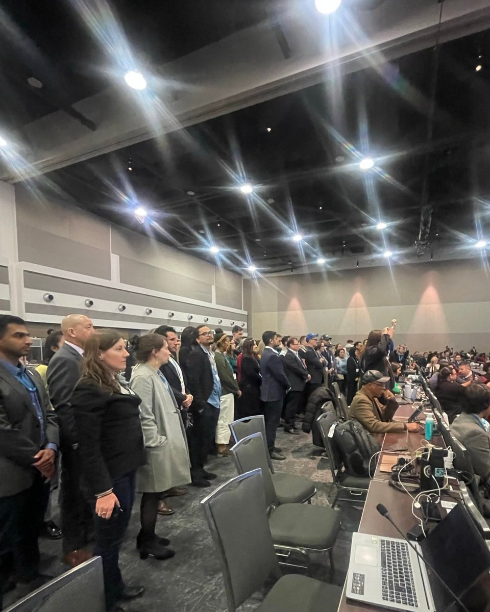 ciel_tweets's tweet photo. 👏🏽 Standing ovation from #PlasticsTreaty #INC4 late Friday night following a decisive intervention from Janelle Nahmabin from @S_N_N_1, whose Aamjiwnaang First Nation Community is surrounded by more than 60 petrochemical &amp; plastic facilities — known as Canada's #ChemicalValley. https://t.co/kflCf0x7o1