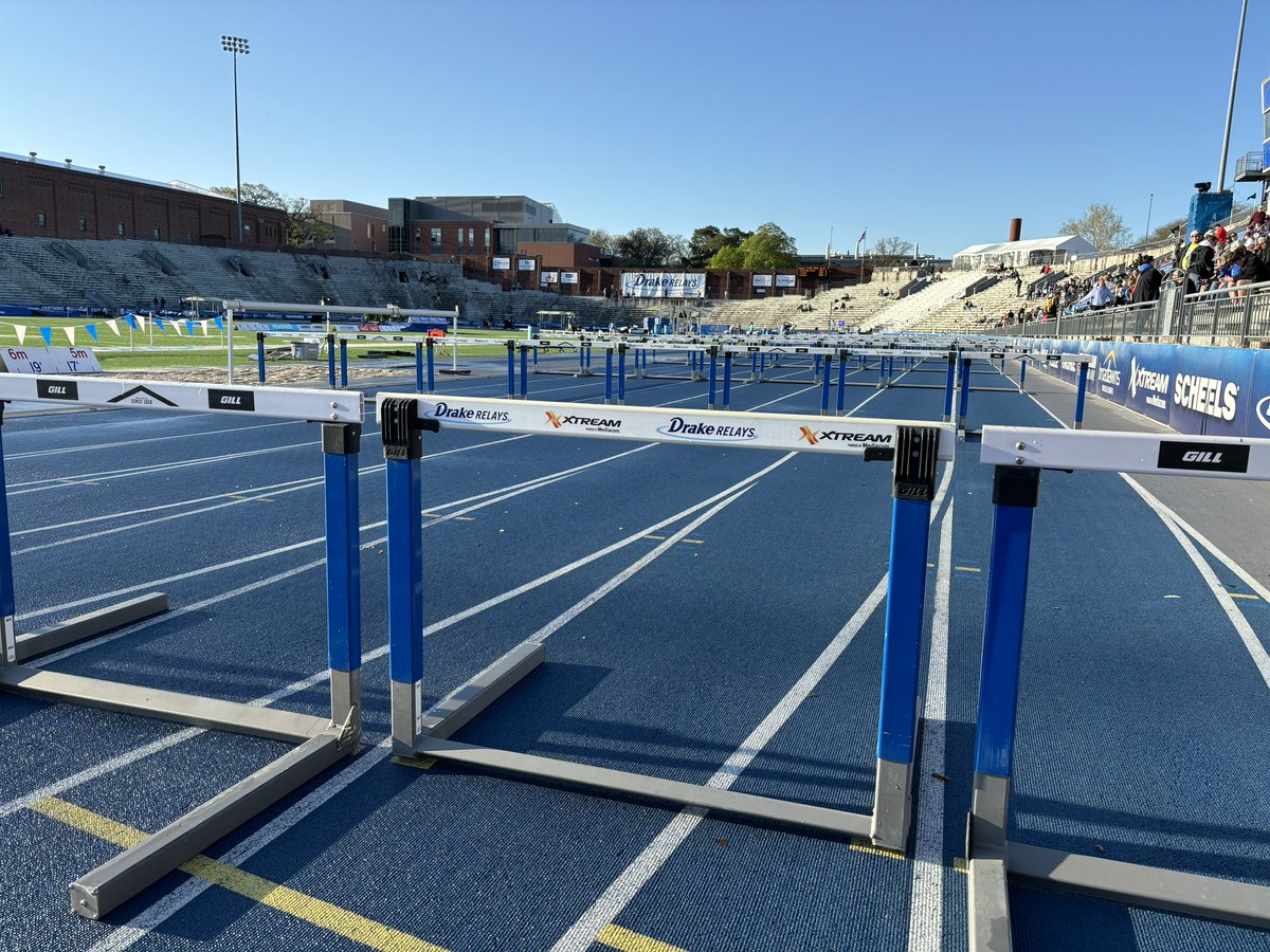 DrakeADHardin's tweet photo. No place in the world I’d rather be today than the iconic Blue Oval for America’s Athletic Classic. Can’t wait to see the performances at the 114th @DrakeRelays. https://t.co/Ha8B1dAkED