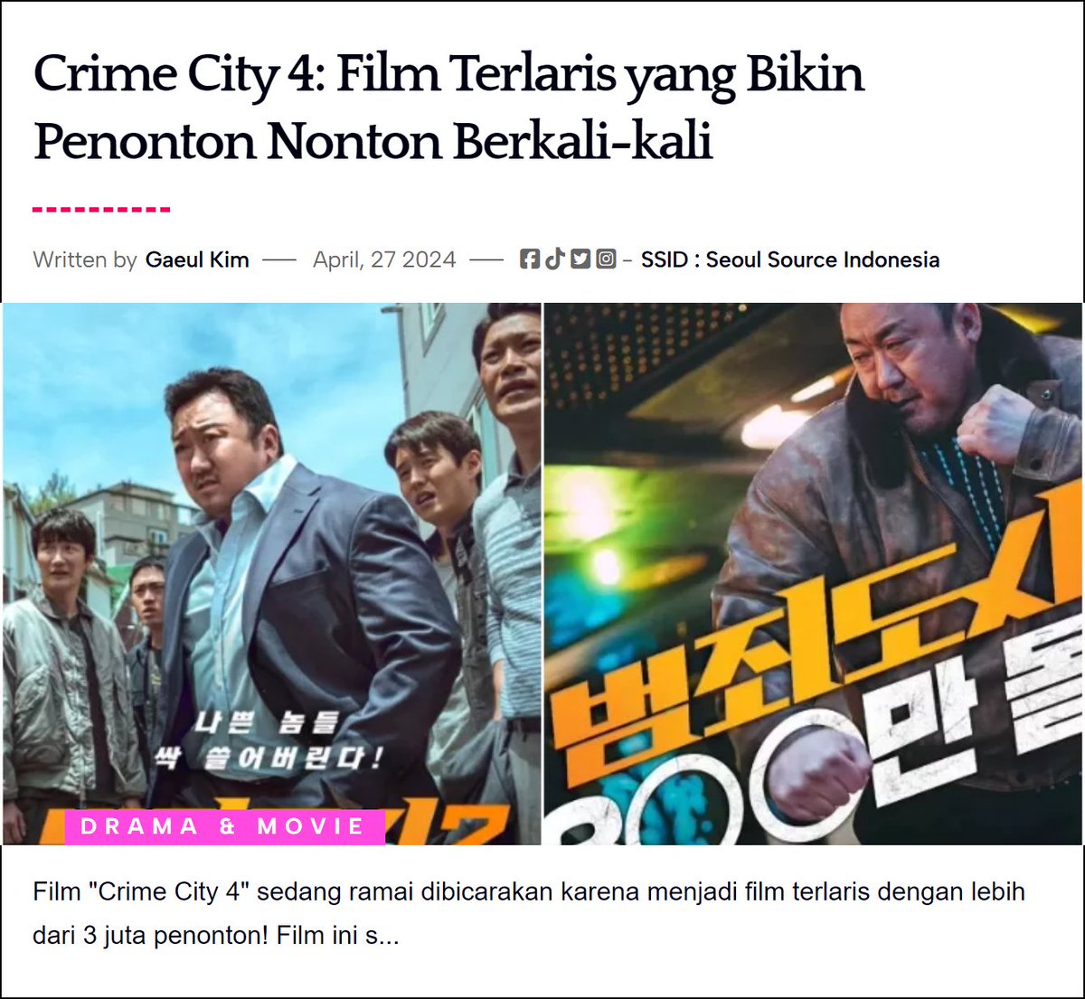 #CrimeCity4
#KoreanBoxOffice
#KOFIC
#FilmTerlaris2023
Baca: seoulsourceid.rf.gd/crime-city-4-f…
✨gaeul.rdz