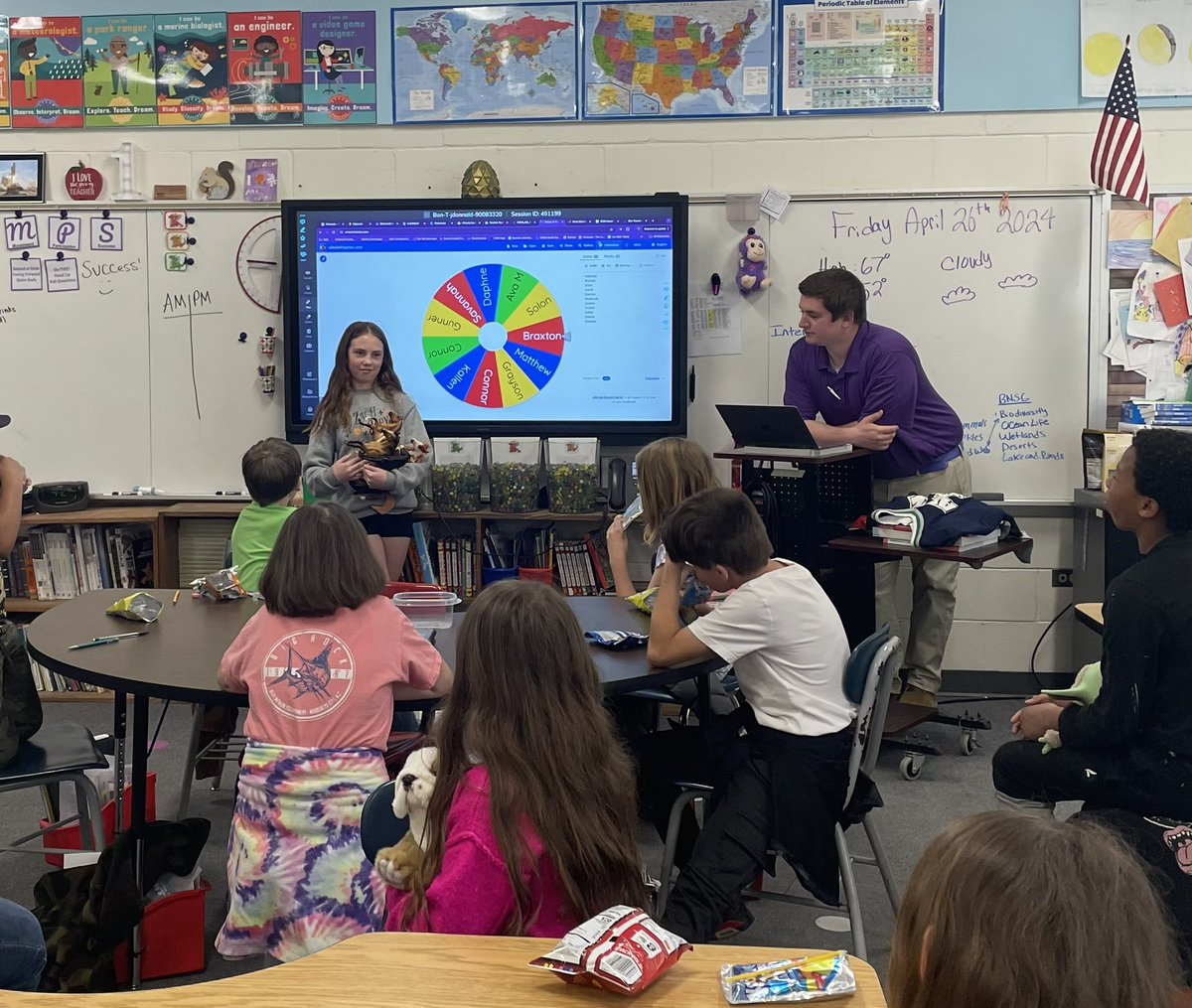 When you earn a whole class reward that is show and tell, you have fun and learn more about your classmates!  (And you get to hear a cool story from your teacher too!) #onechatham #dragonsonfire