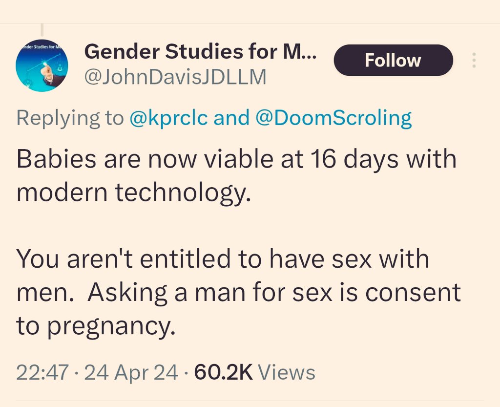 The latest gem in  anti-abortion 'Science' is brought to us by John,  and it's to claim that  a zygote is fully viable at 16 days gestation. 😏 #Prochoice #antichoice