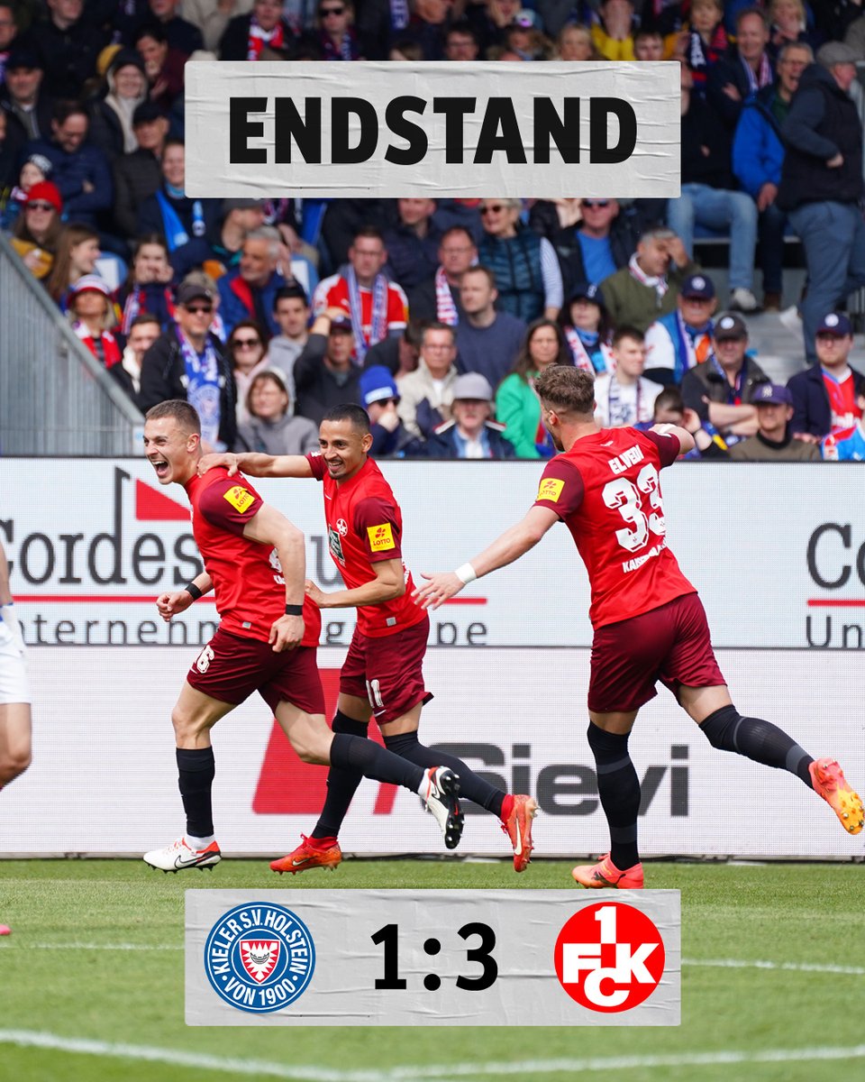 Der #FCK setzt sich durch die Treffer von Daniel Hanslik, Filip Kaloc und Marlon Ritter mit 3:1 beim Aufstiegsasprianten Holstein Kiel durch und holt damit drei ganz wichtige Punkte! 👹

#KSVFCK #Betze