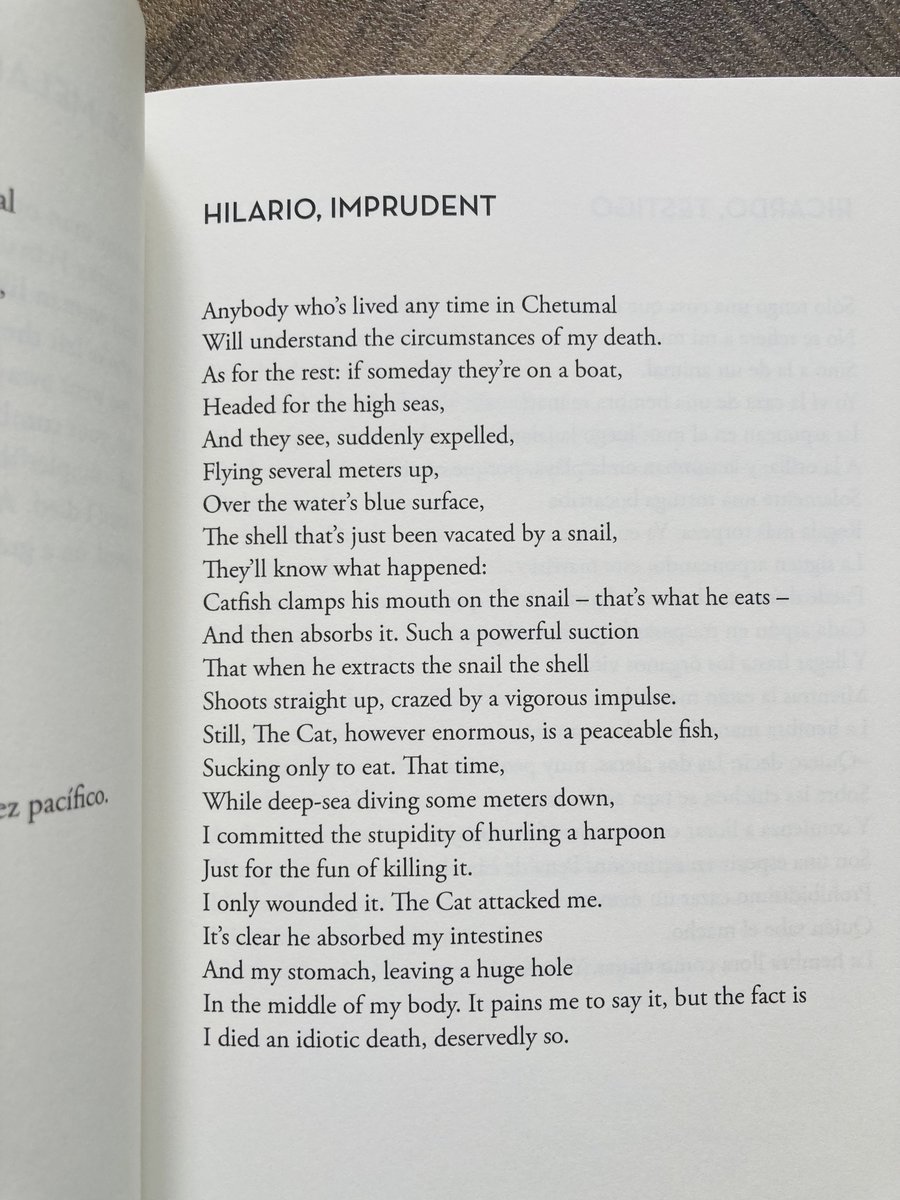 'Anyone who's lived any time in Chetumal Will understand the circumstances of my death.' Luis Miguel Aguilar's Selected Poems, translated by Kathleen Snodgrass. “Aguilar’s poetry is unlike any other from Mexico in recent decades.'—José Joaquín Blanco shearsman.com/store/Luis-Mig…