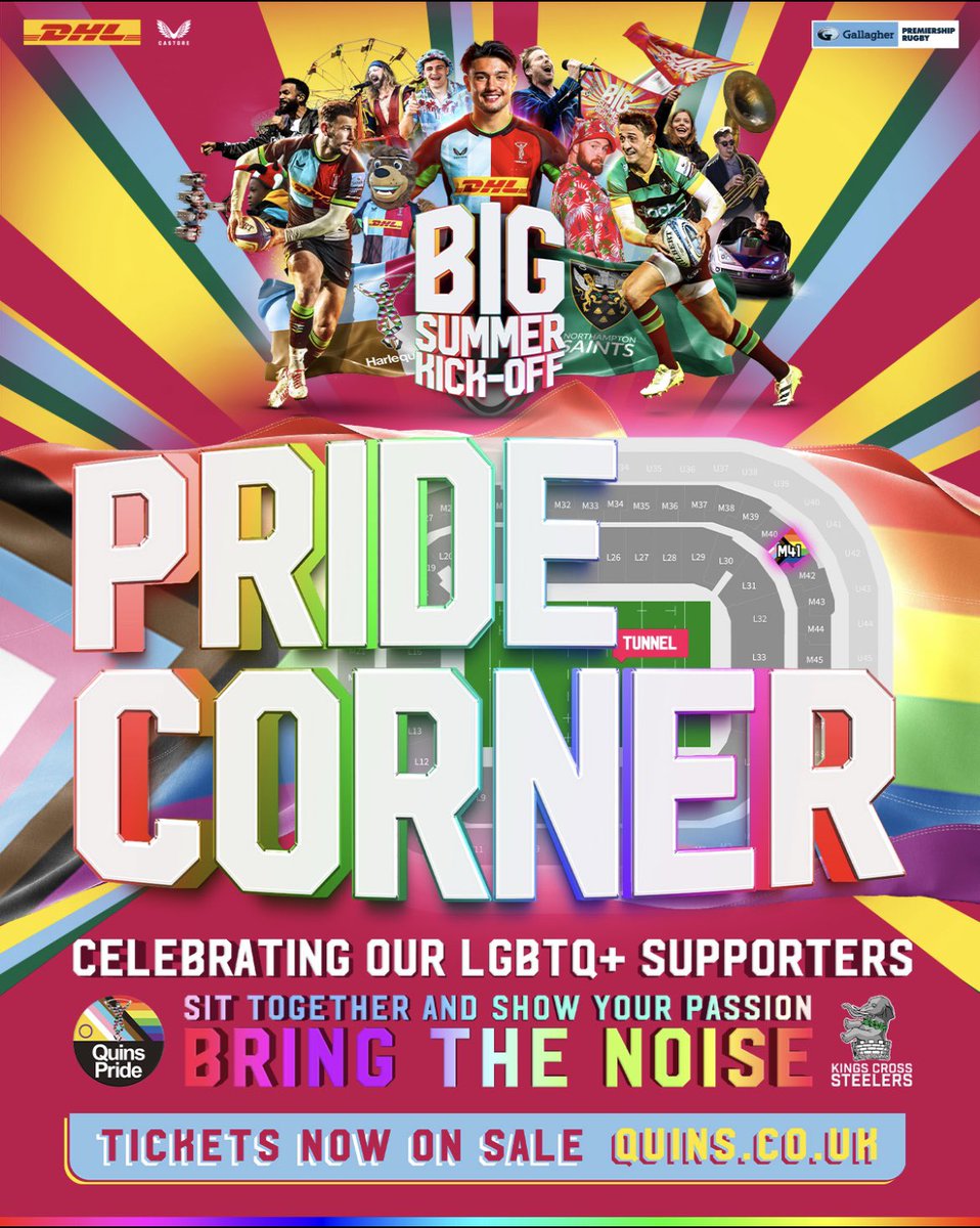 We can’t wait to be back at Twickenham cheering on our partners @Harlequins this afternoon. Bringing the Big Summer Kick off, we’ll be bringing the noise from the Pride Corner. #COYQ #QuinsPride