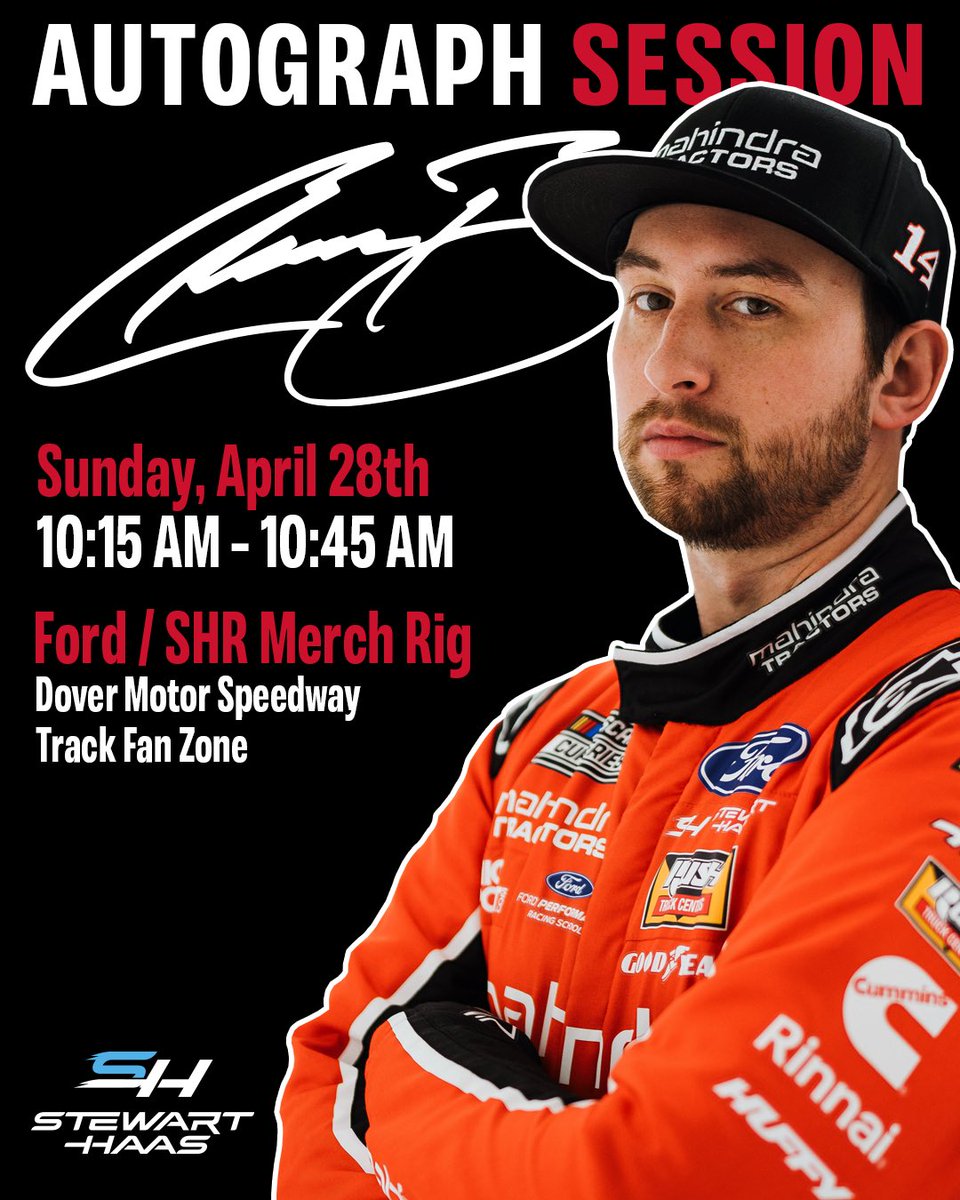 Heading out to the @StewartHaasRcng @FordPerformance merch hauler tomorrow morning. Come say hi and grab some 14 gear!