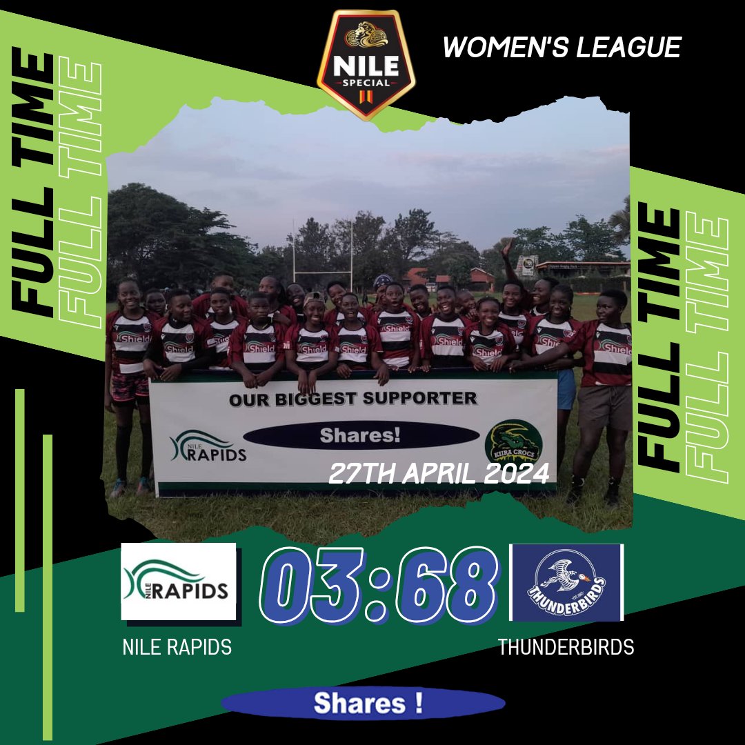 The final whistle blows, and Thunderbirds emerge victorious.

#RunningRapids #RaiseYourGame #NileSpecialRugby