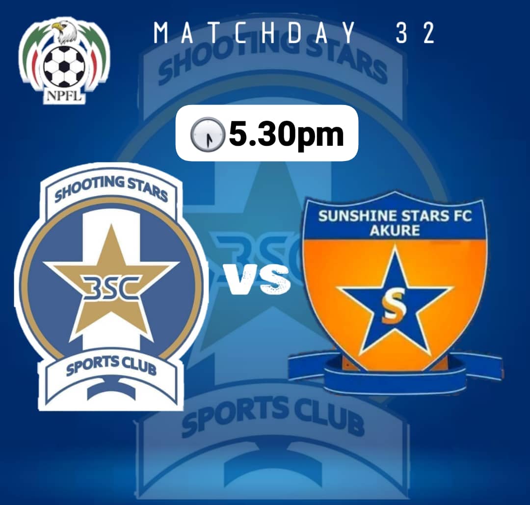 Up Next

It's a night game.

🆚Sunshine Stars FC
🗓️Sunday, April 28
🏟️Lekan Salami Stadium
🕠5.30pm

#WeareShootingStars
#TheOluyoleWarriors.