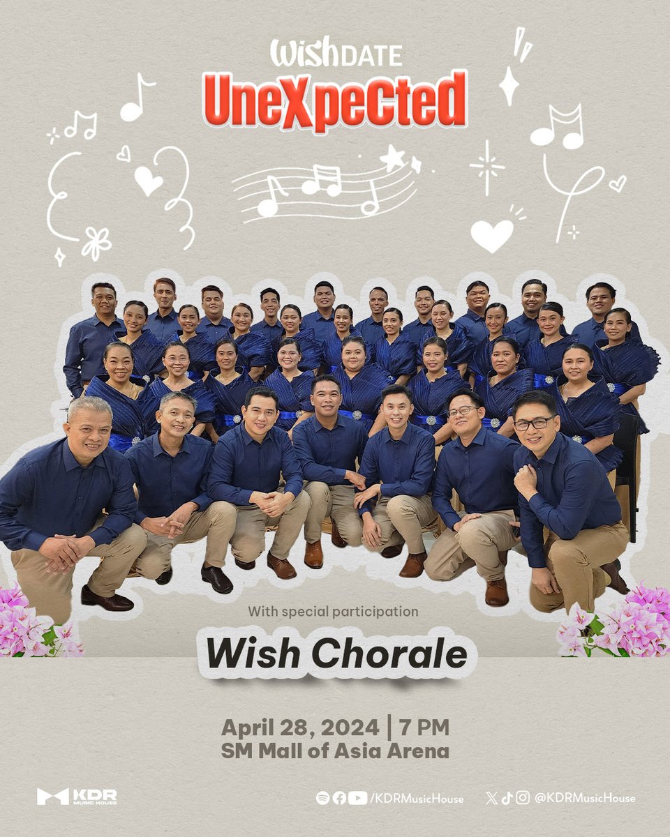 Don't miss the live performances from the Wish Chorale at the #WishDateUnexpected Concert! See you tomorrow at SM Mall of Asia Arena. The show will begin at 7 p.m.