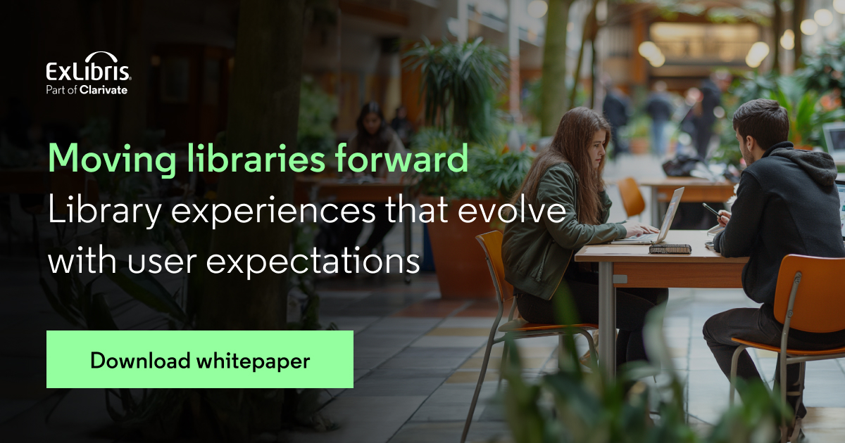 Look beyond today's needs and prepare for the future! Find out how libraries are embracing innovation to meet current and future demands in our free whitepaper. Download now: discover.clarivate.com/Alma_Moving_Li…