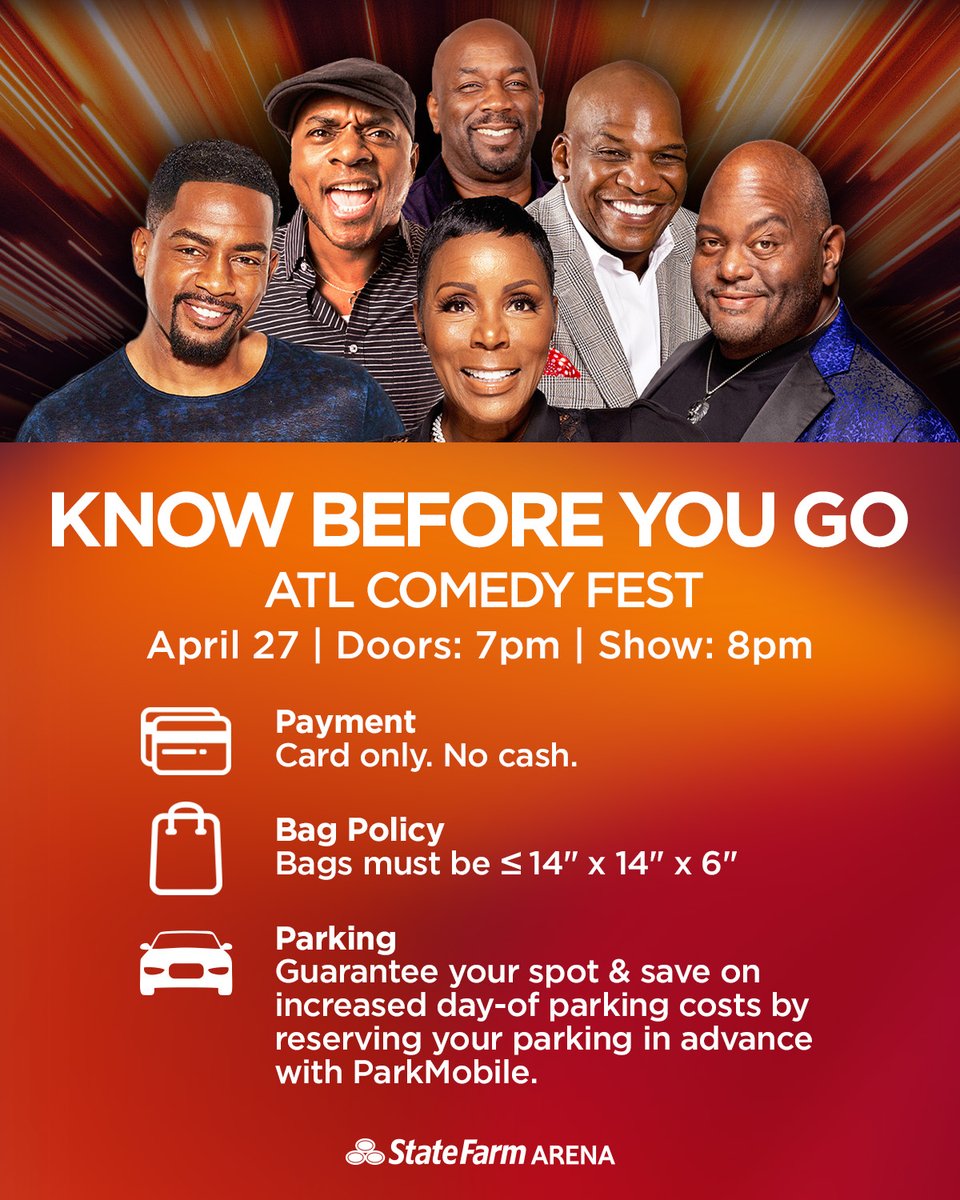 Everything you need to know for ATL Comedy Fest Tonight! Doors: 7 PM | Show: 8 PM 🅿️: bit.ly/3WyfLQv 🎟️: bit.ly/3QlkIJW ℹ️: bit.ly/49G5QgP 📍: bit.ly/3PMbBTs
