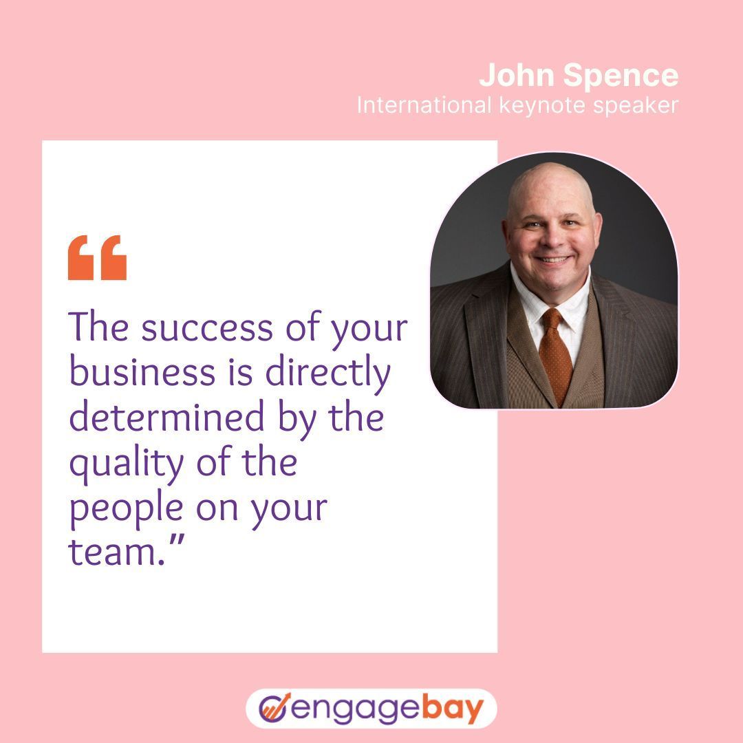 Elevate your business success by prioritizing top-notch talent on your team. As John Spence wisely said, 'The success of your business is directly determined by the quality of the people on your team.' 🌟 #BusinessSuccess #TeamQuality