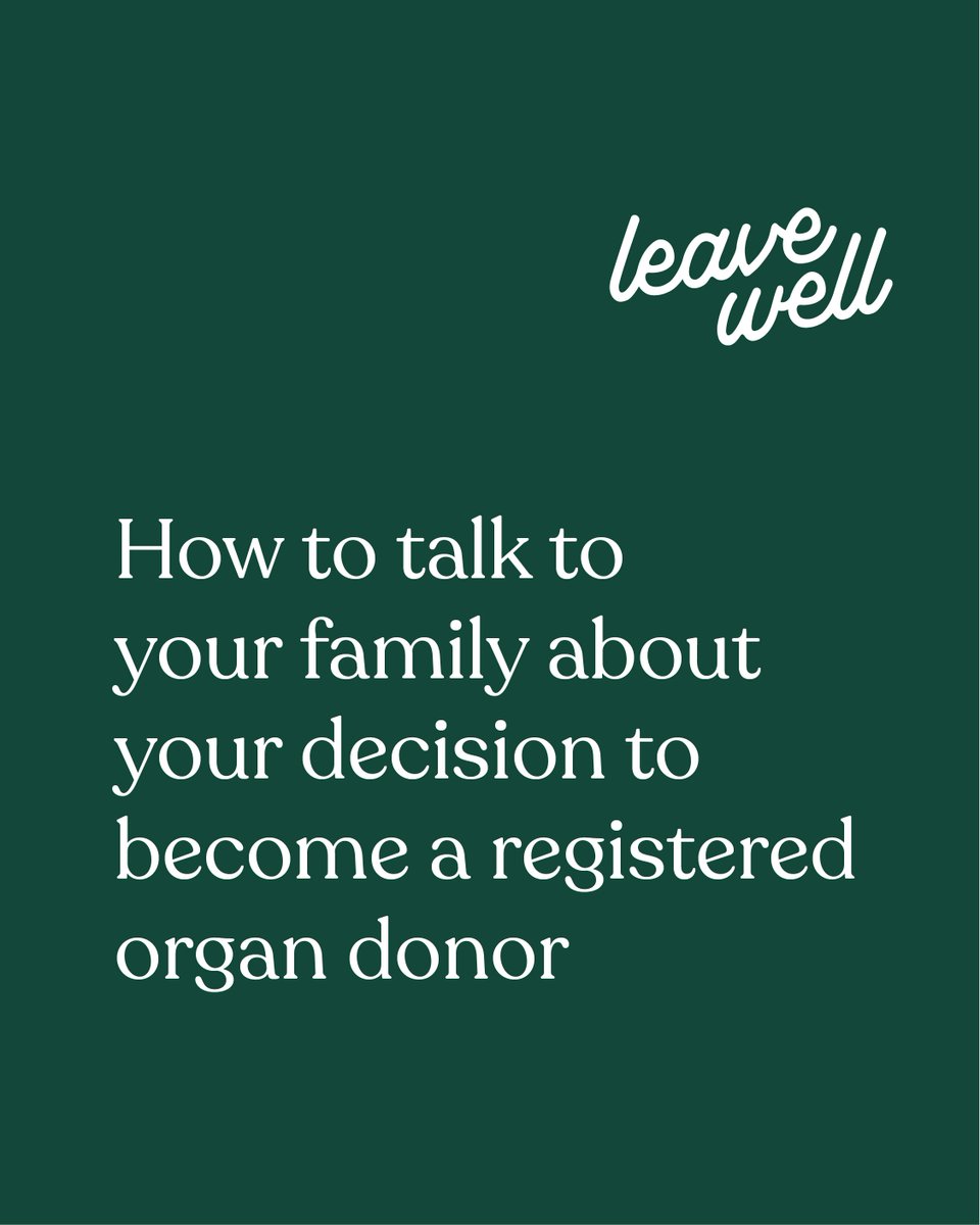 The second most important decision you can make, after registering as an organ and tissue donor, is to talk to your family about this decision.

donateyourorgans.ca

#donateyourorgans #leavewell #livewell #organdonation
