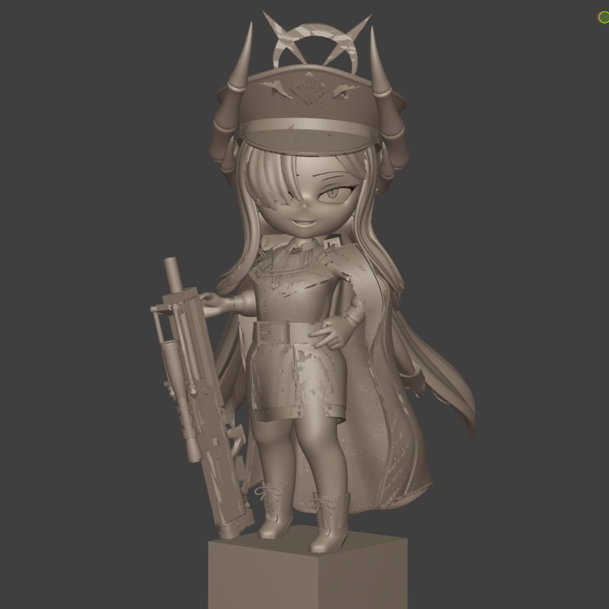 1974AKIRA's tweet image. 厚み付けたので仮出力準備。プリンポーズの修正オブジェも出力しないと。
#ブルアカ
＃羽沼マコト
＃Blender4