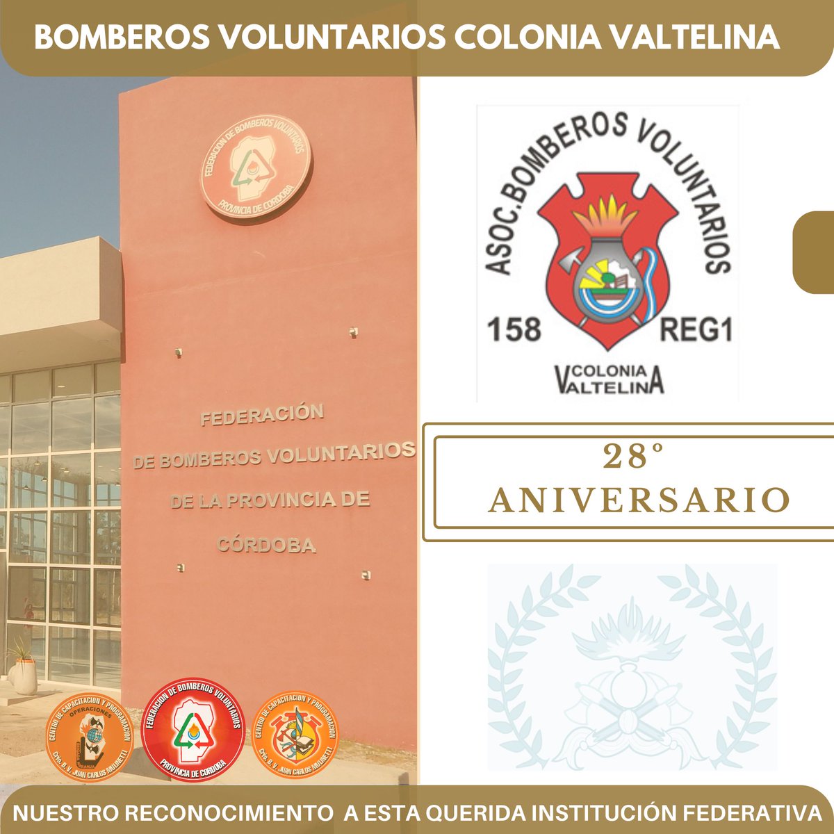 fbvpcba's tweet photo. #Hoy ¡Feliz #28Aniversario 👨🏻‍🚒👩🏻‍🚒 #BomberosVoluntariosValtelina ! 👏🏻👏🏻👏🏻 https://t.co/8hQ59CQvpd