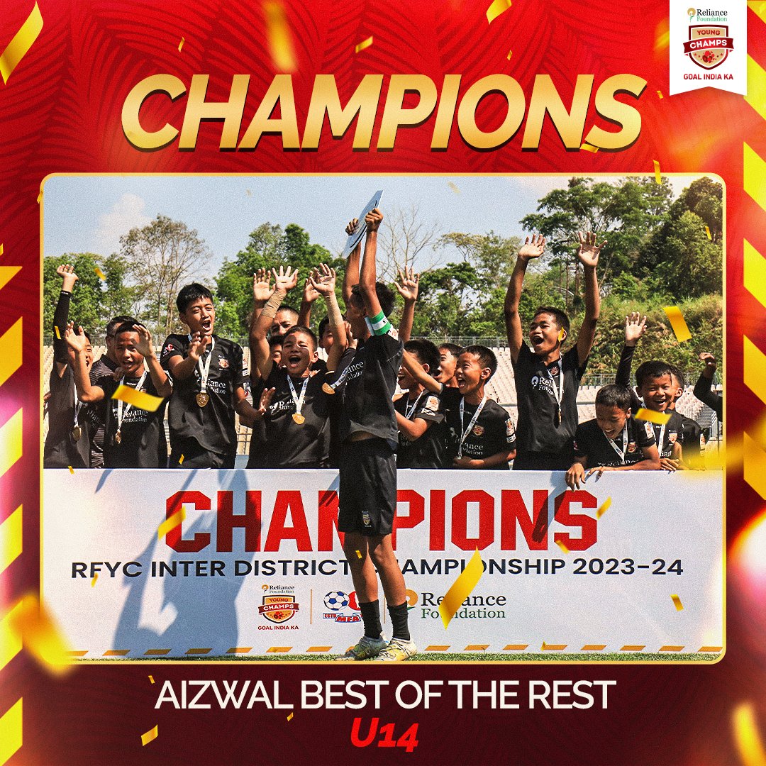 Congrats to Aizawl Best of the Rest U14 team 🏆🏆

A nail biting penalty shootout which rounded up the excitement at the RFYC Inter-District Championship 2023-24 🙌🏻

#RFYC | #WeCare | #YoungChamps | #YouthFootball |