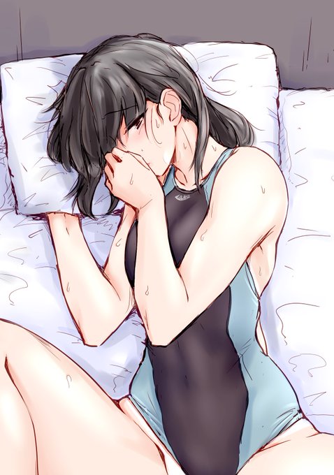 水着で寝たら汗かいちゃった塚原先輩落書き。#塚原響 