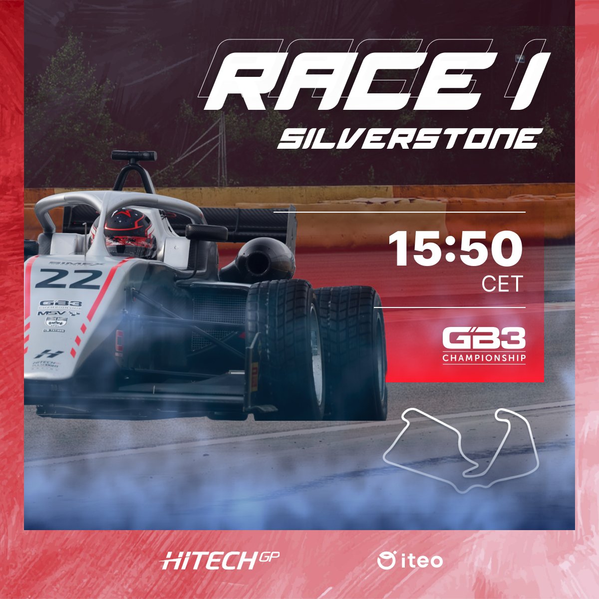 Just one hour to lights out! 🟢 Hopefully to do decent start and then full focus on good pace. We were quick on used tyres during testing and in rain conditions as well. 🤞 Root for me and watch the race live! 📺 youtube.com/live/B0BX6Oi8W… @iteo_apps @HitechGP #GB3 #viaF1