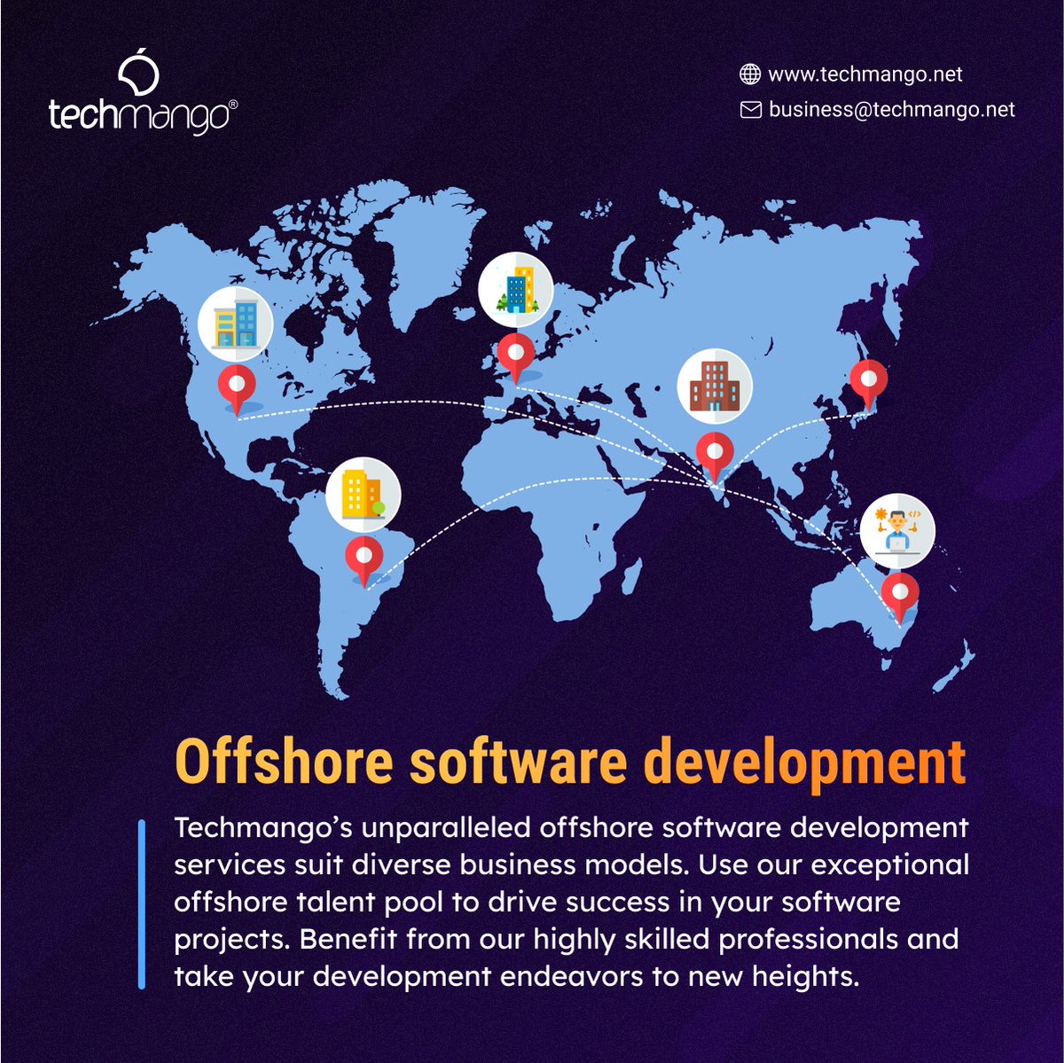 Techmango’s unparalleled offshore software development services suit diverse #business models. Use our exceptional offshore talent pool to drive success in your #software projects. 👉bit.ly/3Dtko6S #offshore #softwaredevelopment #offshorecenter #techmango