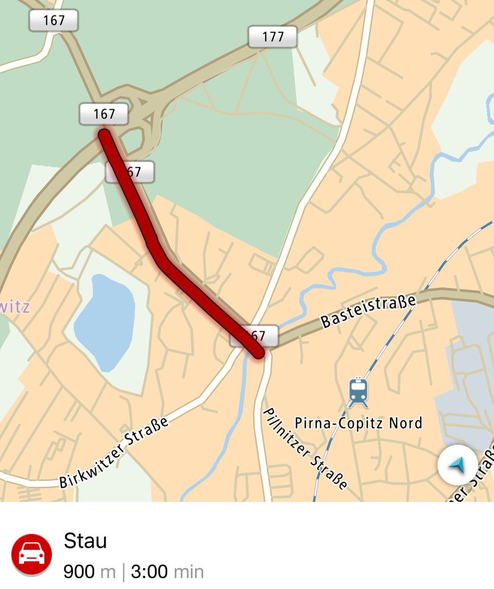 pk_soe's tweet photo. ‼️⚠️☝️ Momentan #Stau auf in #Pirna-#Copitz, auf der #S167, #Äußeren-#Pillnitzer-#Straße vor der Jet Tankstelle in Richtung Pirna, Ursache unklar, möglicherweise ein Unfall, Autofahrer wenden mittendrin.

Dank für diese Info an uns!

Screenshot: TomTom 
#PK_SOE 
27.04.2024, 14:51 https://t.co/EE5SqvmduG