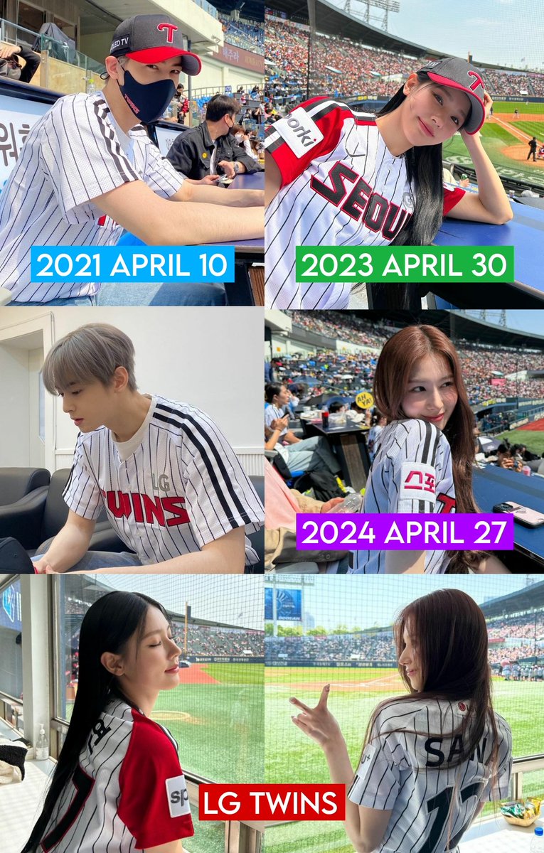 Perfect chemistry from April 2021 to April 2024 ⚾

the first pitch for #LGTWINS

💙 #CHAEUNWOO April 10 2021
💚 #MIYEON April 30 2023
💜 #SANA April 27 2024

LG Twins 
Twin princess Miyeon and Sana

the next code for new collabs #ASTRO #GIDLE #TWICE 

#MLB #Baseball #Spoiler2024