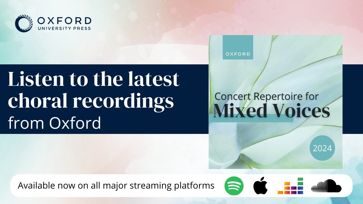 Have you heard our latest choral recordings? Concert Repertoire for Mixed Voices 2024 features seven pieces for mixed voices, showcasing a range of styles and themes, including nature, relationships, and the power and joy of music. Listen now 🎧: oxford.ly/3JrBsvQ