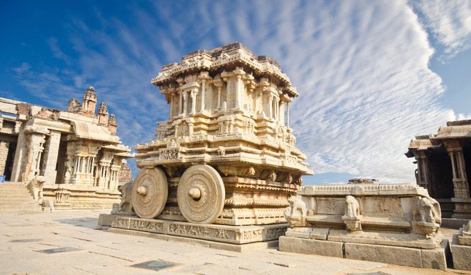 #FromBahrainToKarnataka Considered as one of the popular attraction in Hampi, The stone chariot is an architectural marvel located within the Vittala Temple complex. It is actually a shrine dedicated to Garuda who is the carrier of Lord Vishnu. #KarntakaTourism