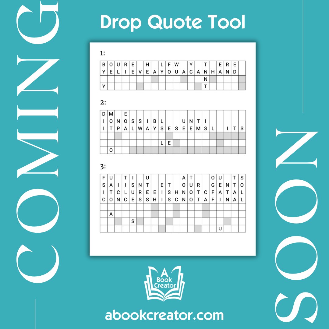 AududuC's tweet photo. The new Drop Quote Tool should be online next week! #puzzletools #puzzlecreator #dropquotes #puzzlecreation #abookcreator #kdp #puzzlebooks #createbetterpuzzles #puzzlemaker https://t.co/1TVRn9Hb6q