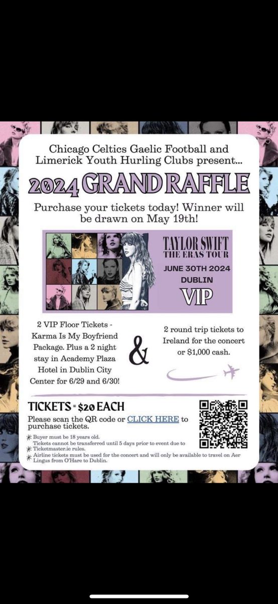 Anyone after Taylor Swift tickets then check out my Chicago GAA friends from across the pond’s fundraiser