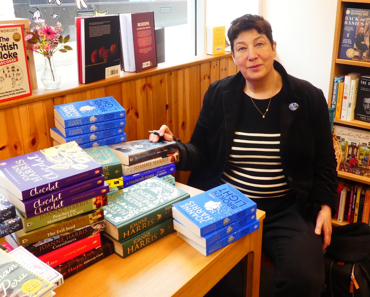 Thank you to @Joannechocolat for visiting. Lots of signed books! Mother, Maiden, Crone, Broken Light, Chocolat, Ten Things About Writing... available in store while stocks last. #ChooseBookshops