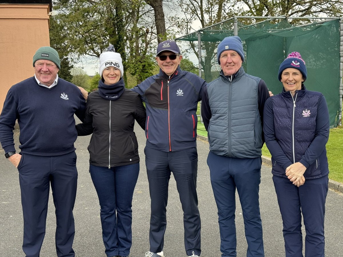 NaasGC's tweet photo. Mixed Fourball team with their Manager Gerry, ready to go in Craddockstown, best of luck guys https://t.co/qTsZF9pKmX