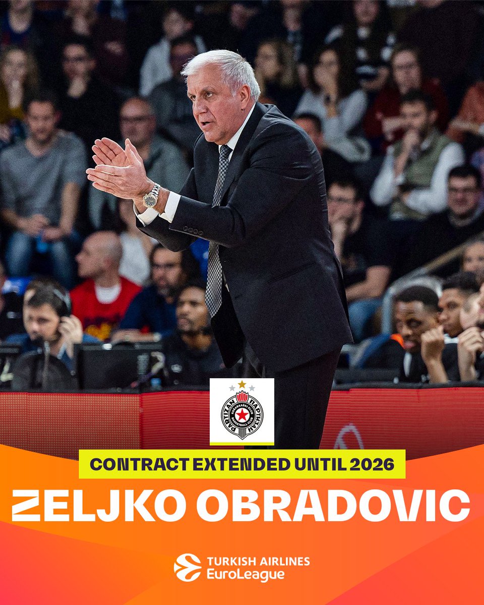 The MOST SUCCESSFUL European coach of ALL TIME signed a new 2 year contract with  Partizan ⚫️⚪️ The support that the fans showed to their coach in this turbulent season is incredible 👏 Look below to see the support for the coach after the team went on a negative 3-8 losing