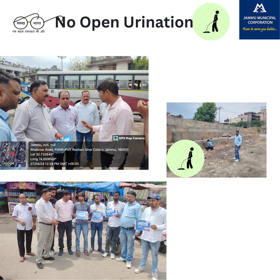 '🚫 Let's pledge to end open urination! 🚻 Engaging in an IEC activity at the bus stand in Jammu to promote behavior change and responsibility. Together, let's keep our city clean and hygienic! #NoOpenUrination #CleanJammu #ResponsibleCitizens #Swachhbarat