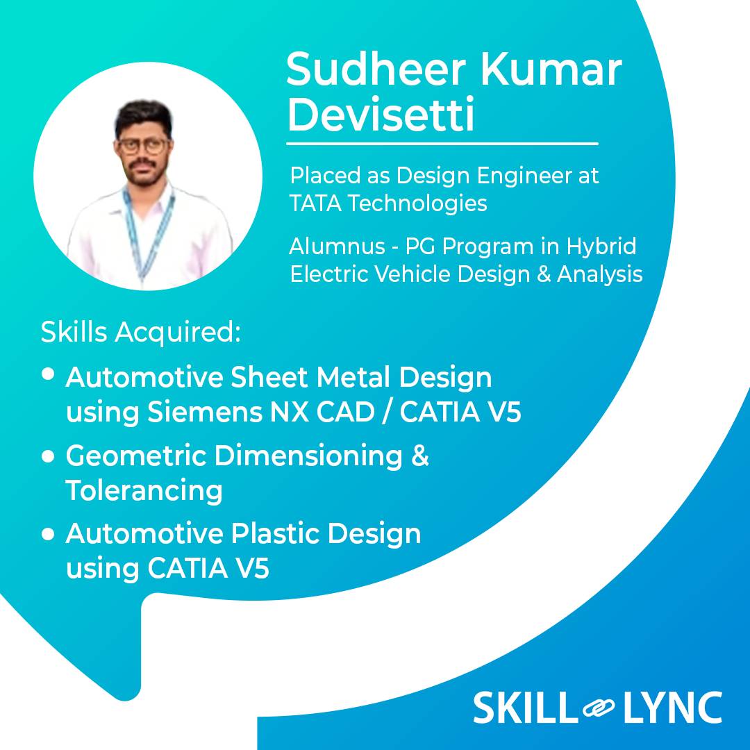 Congrats, Sudheer! You've set an example to all #designengineers aspiring to get into the industry today! 

We are happy and proud to have been a part of your journey! 

#SkillLyncPlacementStories #industryready